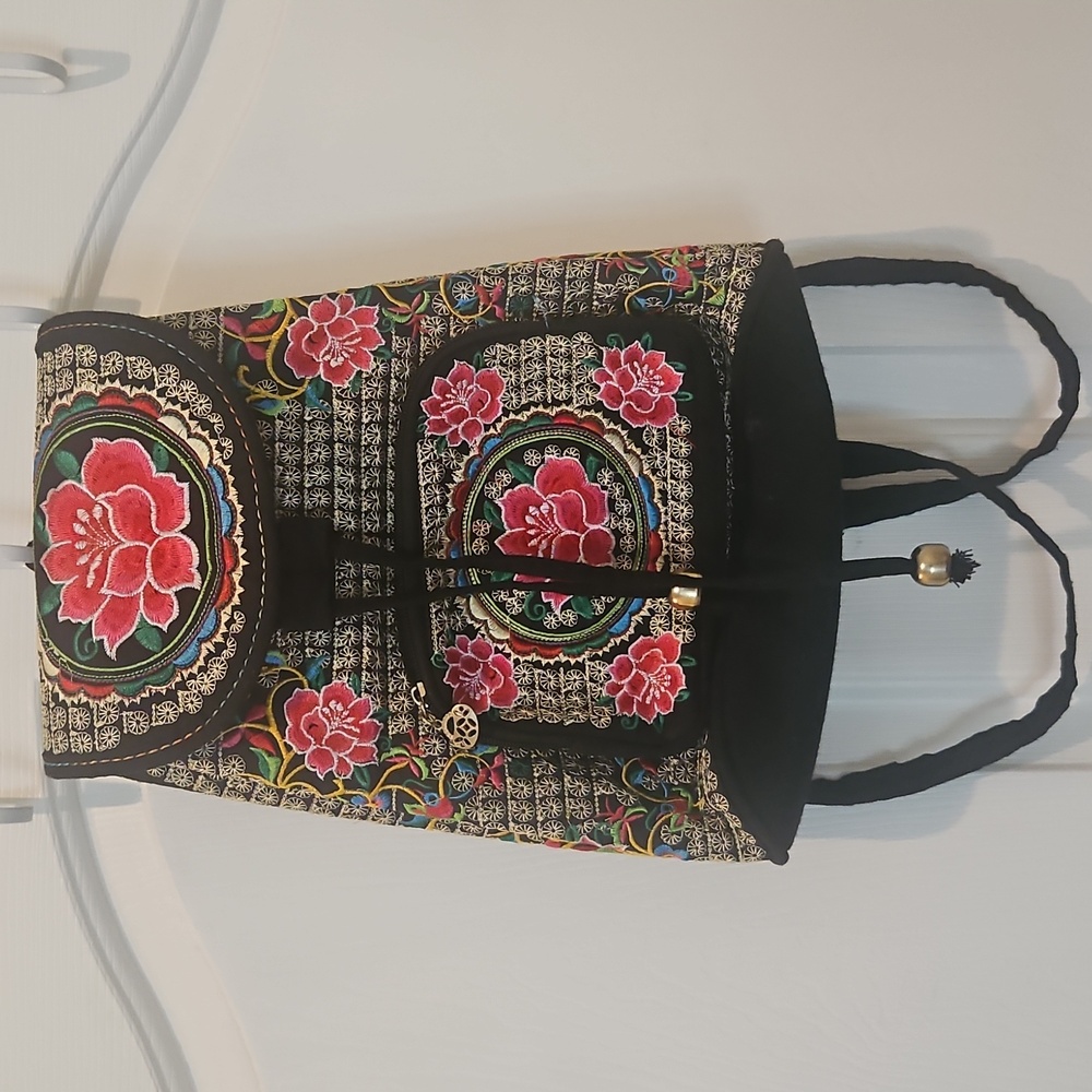 Floral Embroidered Backpack - Multicolor- New, No Tags